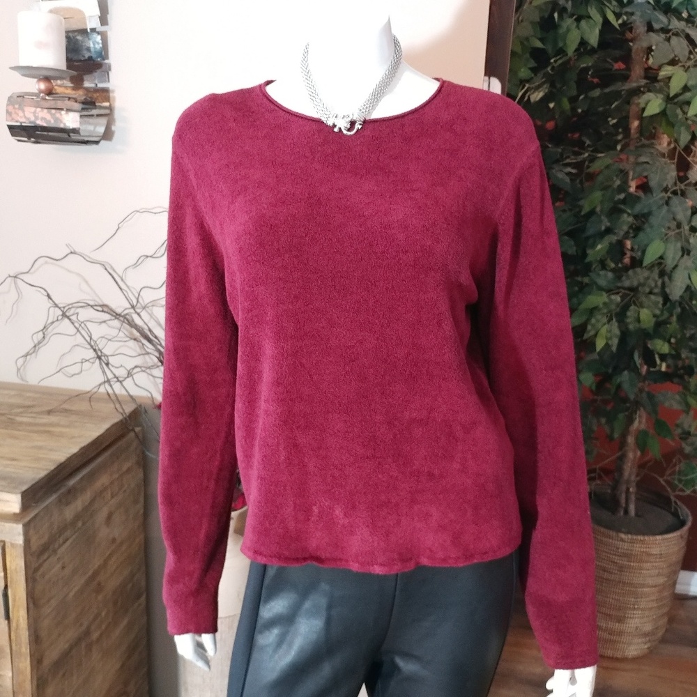 Eileen Fisher Chenille Crewneck Sweater in Wine